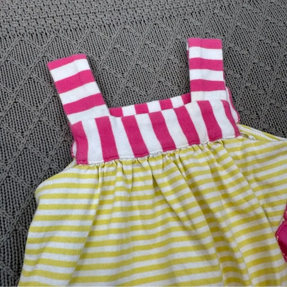 Hanna Andersson Sunny Dress Sunshower ~ Pink and Yellow Striped Dress ~ 3/6M